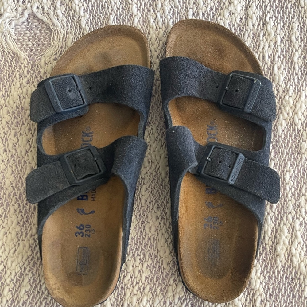 Dark grey gunmetal Double Strap Sandals